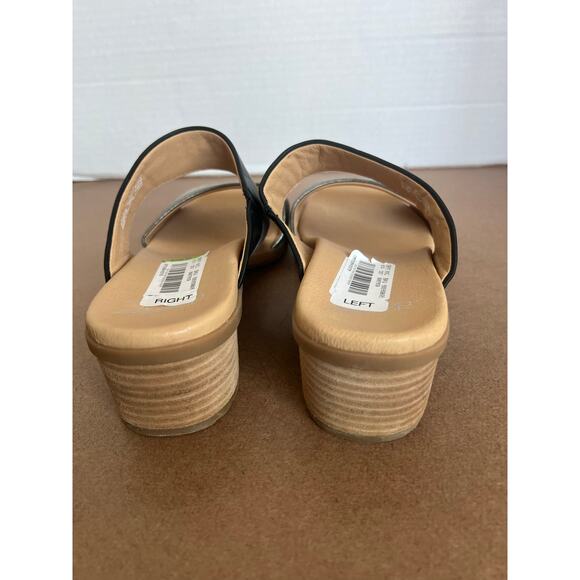 NWT Dansko Theresa Gray/Black Leather Multi-Strap Slip-On Block Heel Sandal 10.5 - Picture 7 of 11